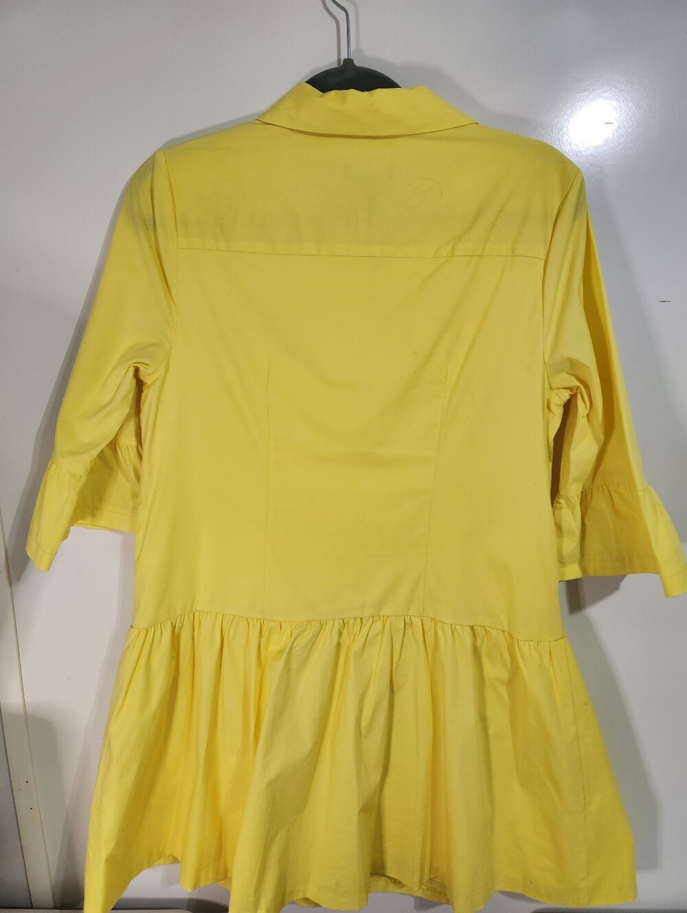 DKNY Bright Yellow Button-Down Ruffle Hem Mini Dress Size 10 - Picture 5 of 8